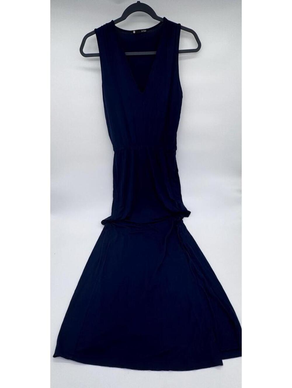 Krisa Women's Maxi Dress Small Blue Solid Sleeveless V Neck